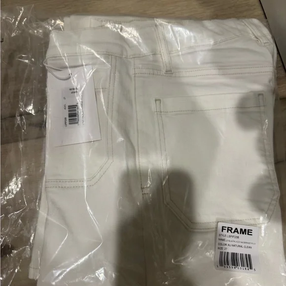 Frame Denim Le Slim Palazzo Modernist Jeans in Off-White - Picture 3 of 11